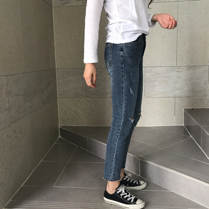 Women Jeans Pants Part 8 Kneeling Cutting Date Jea