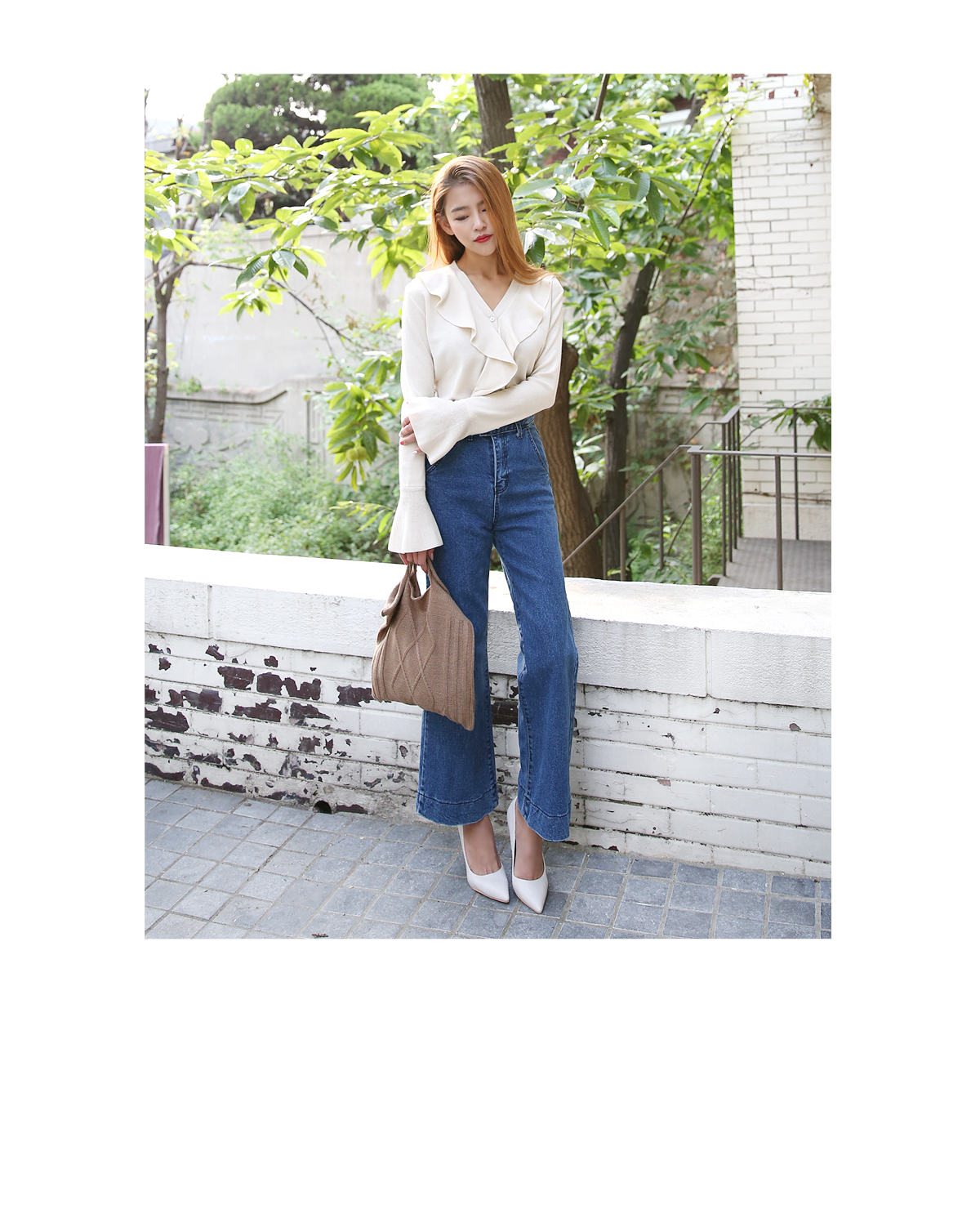 Women Jeans Pants High waist wide boots cut jeans 