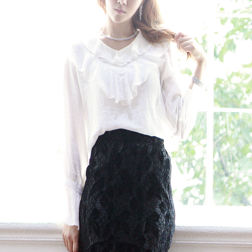 NEW FASHION LADY GIRL Blouse Autumn Frilly Chiffon