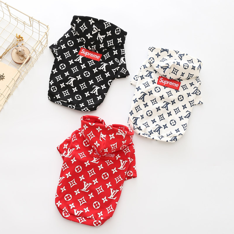 NEW DOG FASHION LV Supreme Collaboratory Hoodie Do