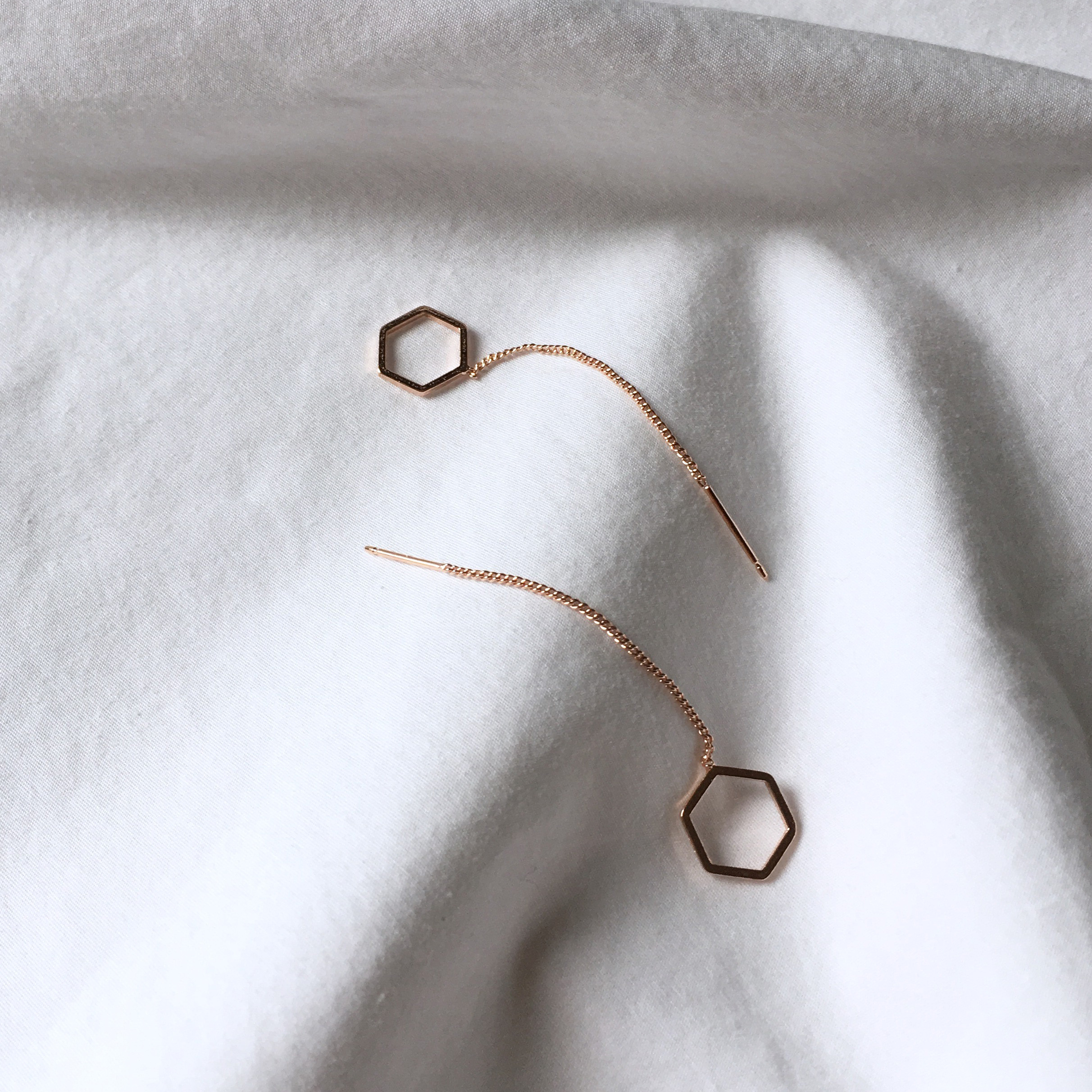 moumou Hexagonal drop earrings Women's gift shi