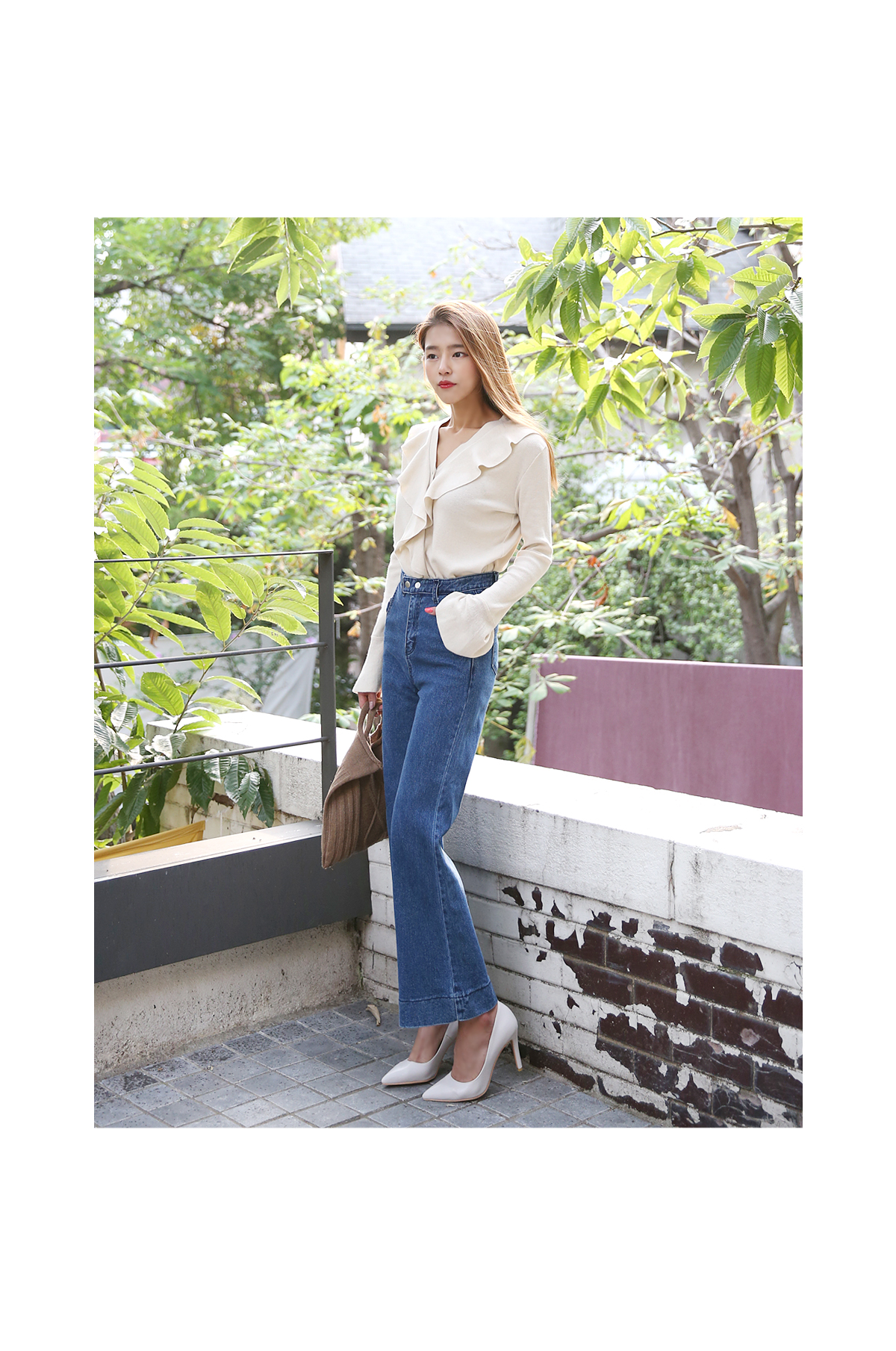 Women Jeans Pants High waist wide boots cut jeans 