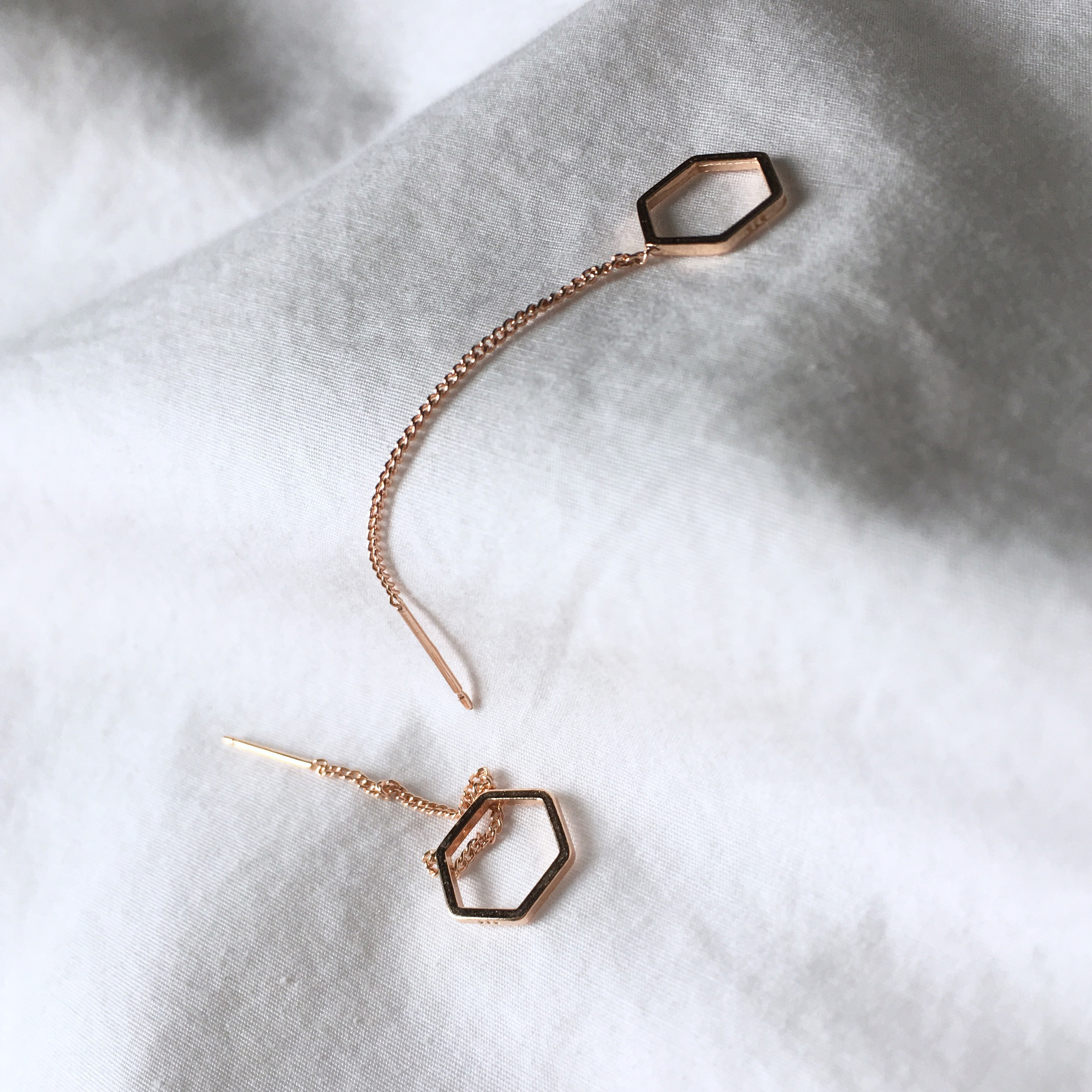 moumou Hexagonal drop earrings Women's gift shi