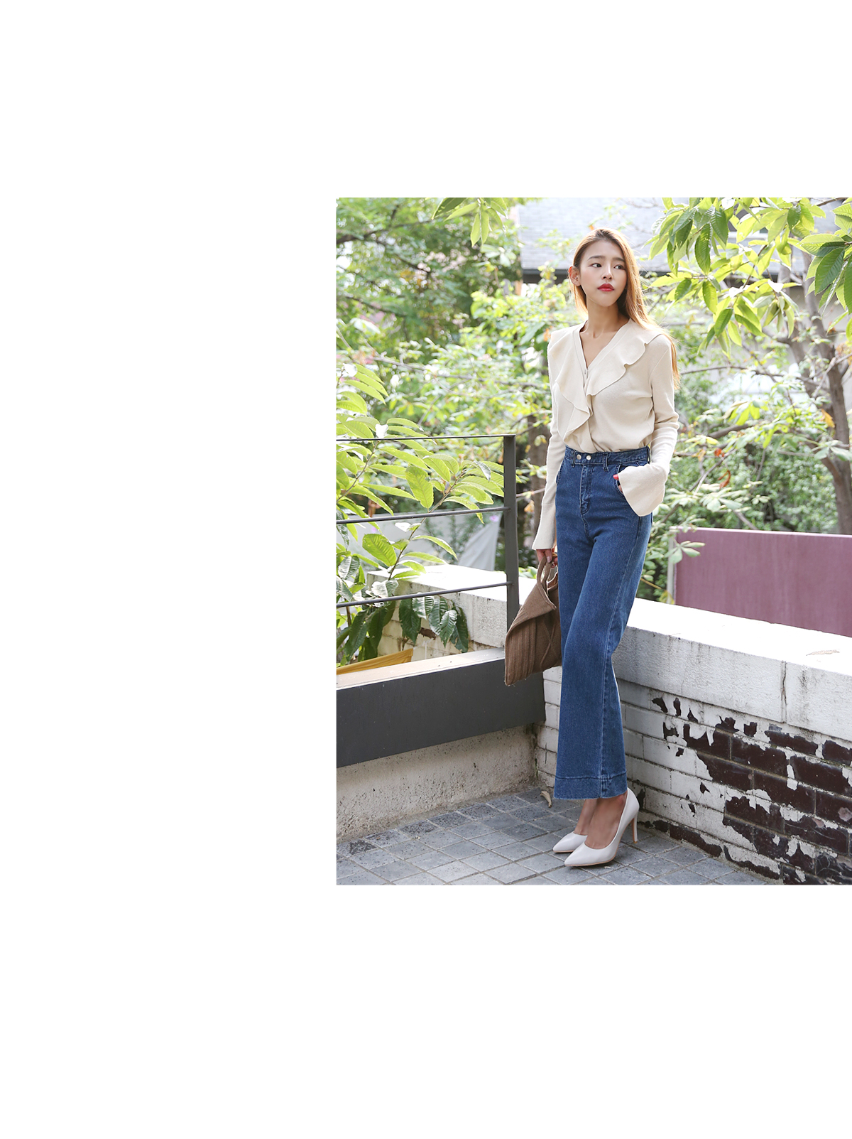 Women Jeans Pants High waist wide boots cut jeans 