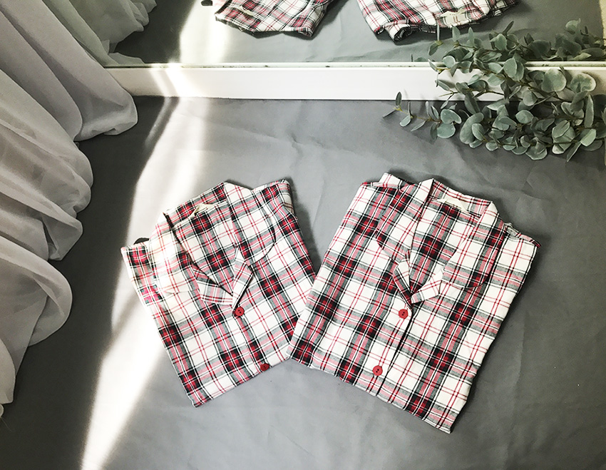 New Warm Tartan Check Pajamas Women's Couple Pa