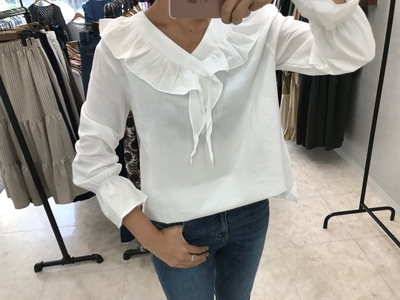 NEW FASHION LADY GIRL Blouse Fall Ruffle V Neck