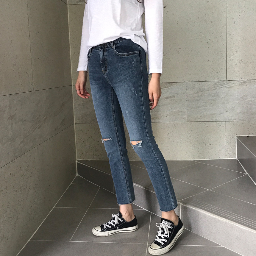 Women Jeans Pants Part 8 Kneeling Cutting Date Jea