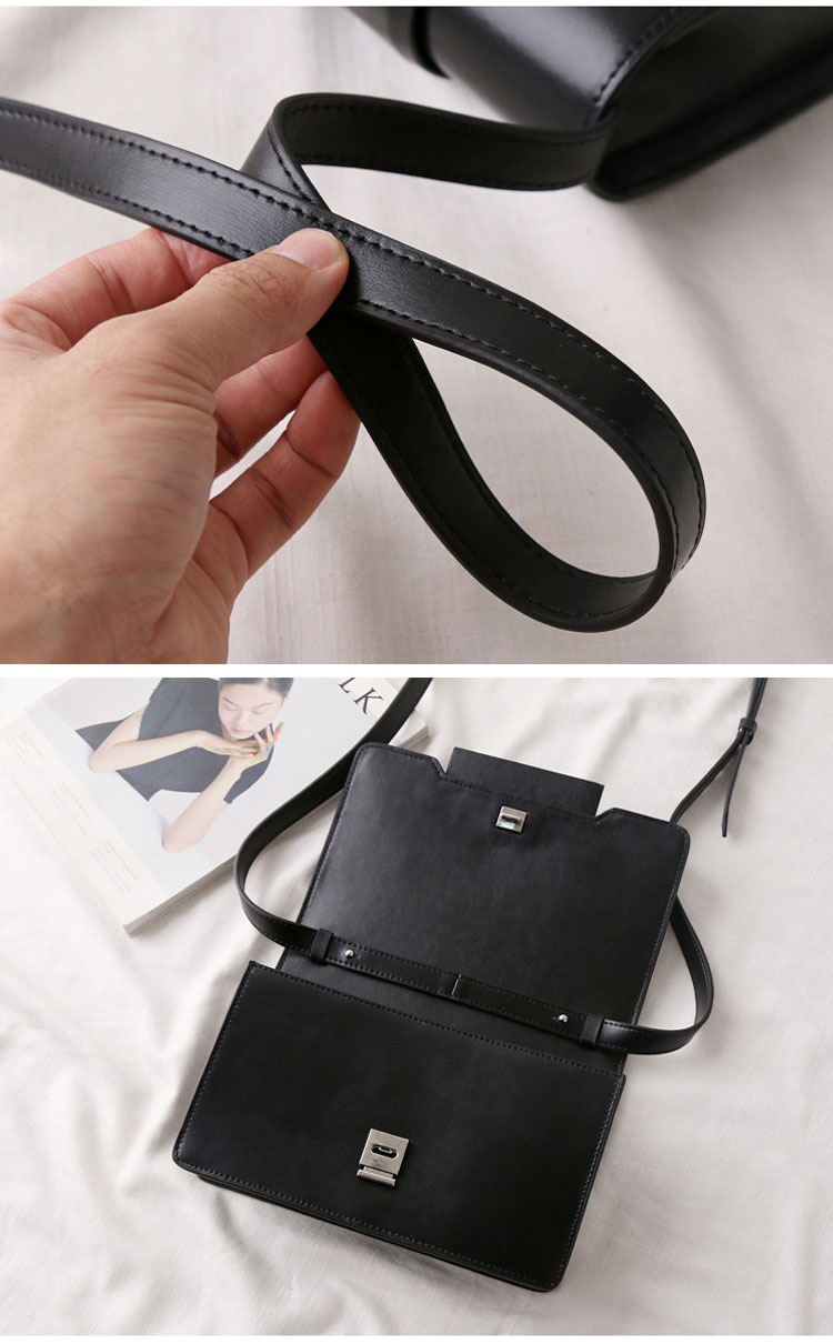 New chain decorated mini cross cowhide leather, bl