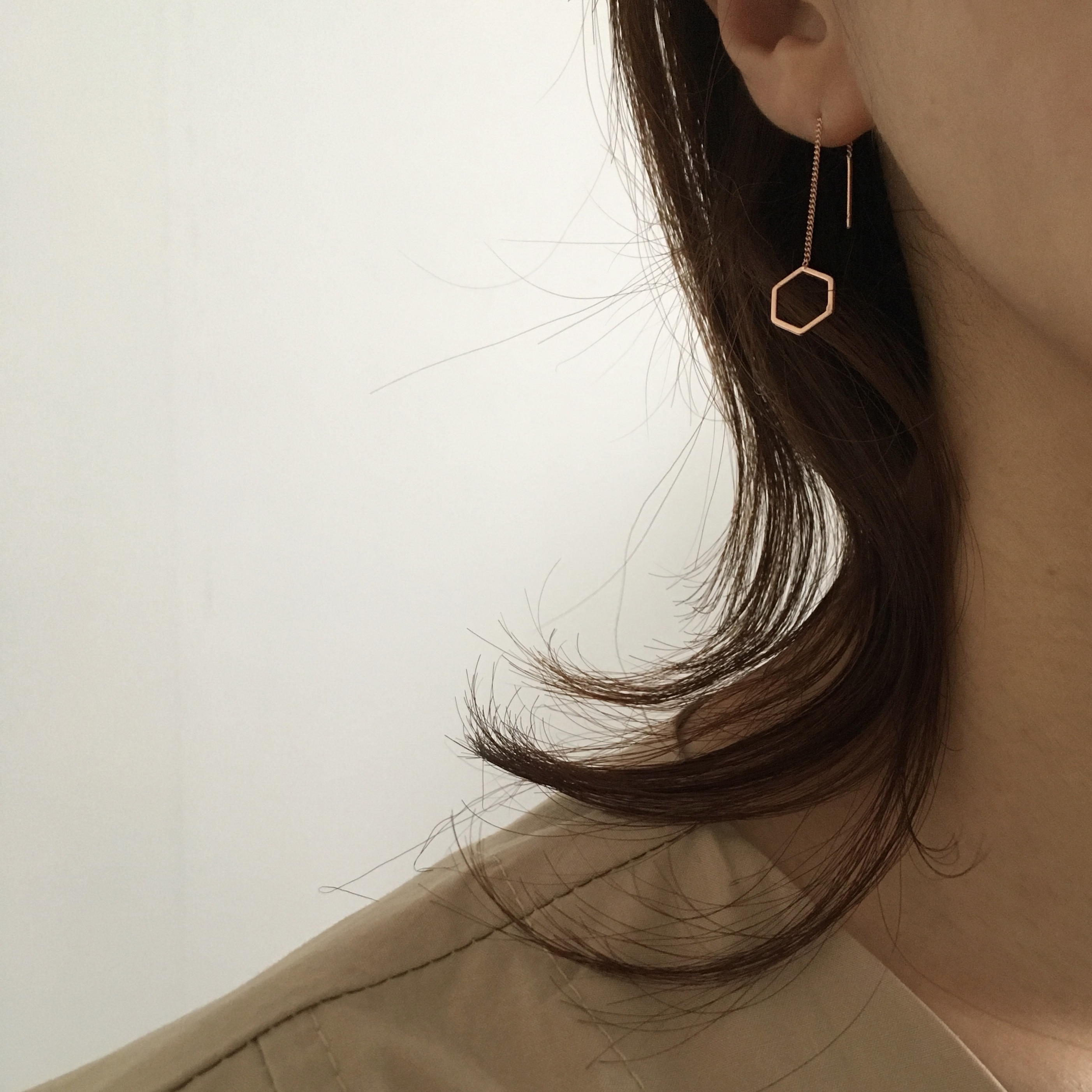 moumou Hexagonal drop earrings Women's gift shi