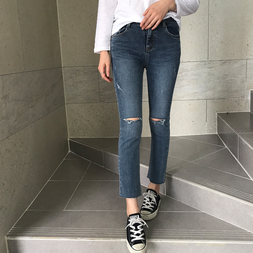 Women Jeans Pants Part 8 Kneeling Cutting Date Jea