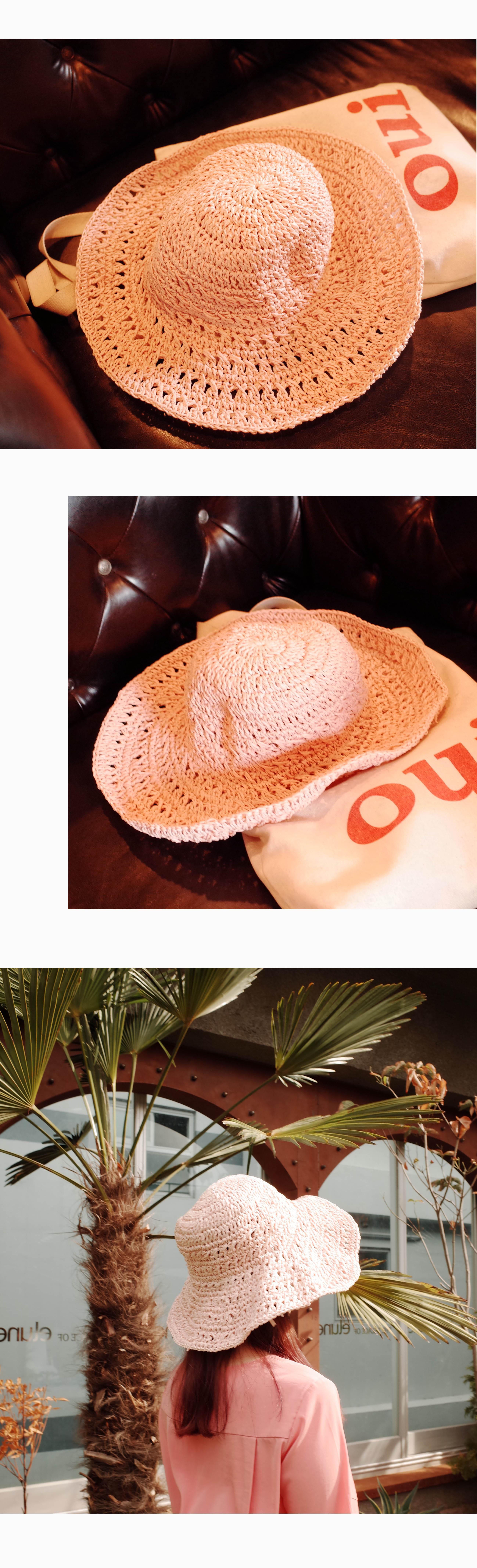 Women Sun Hats Wire Straw Hat Floppy Hat - Pink 20