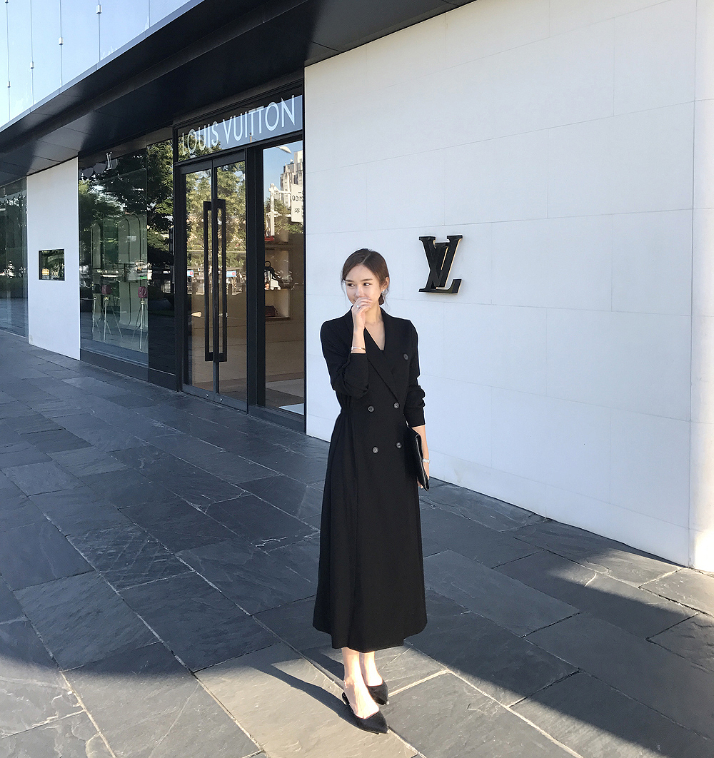 Autumn dress fashion female jacket lady long marri