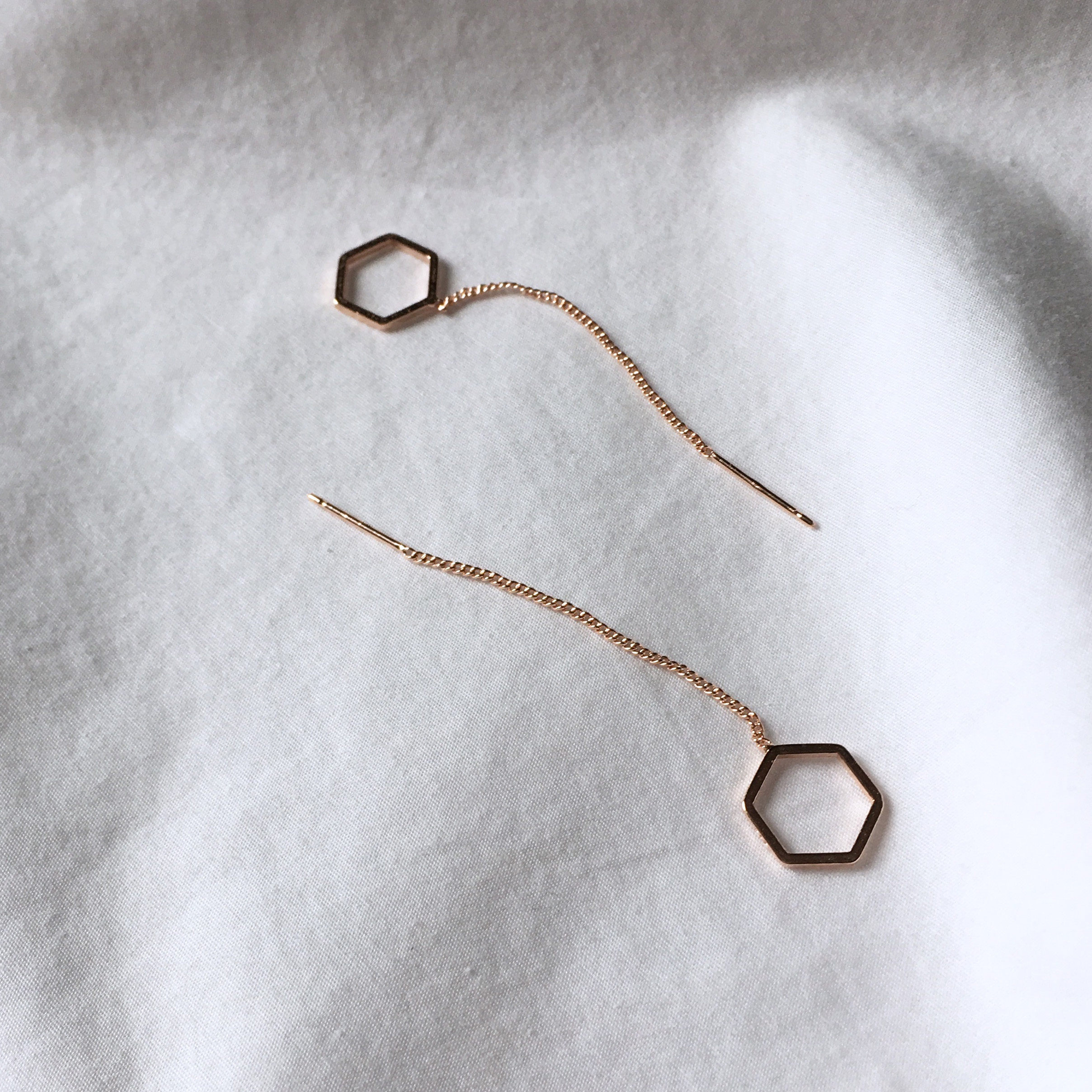 moumou Hexagonal drop earrings Women's gift shi