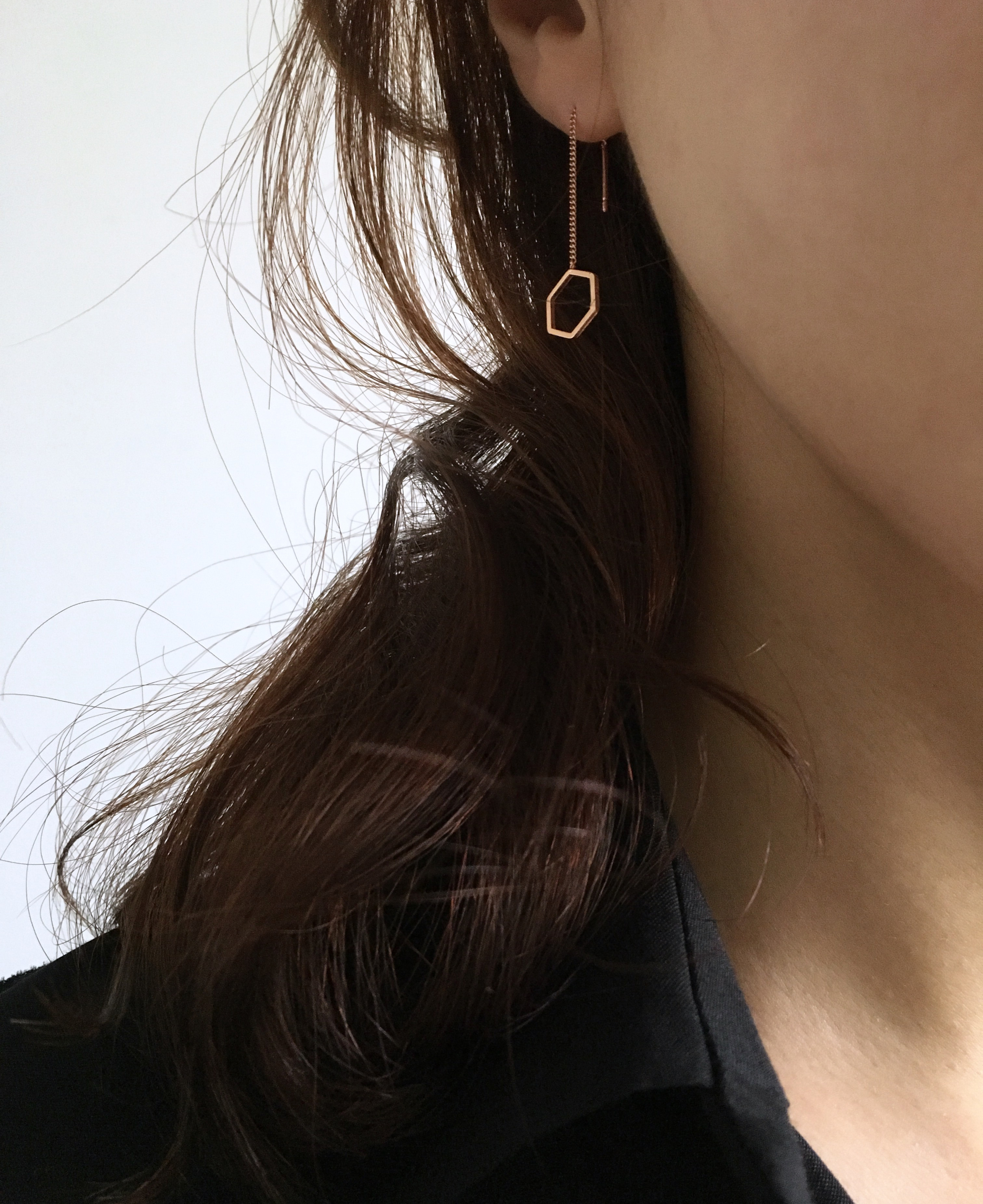 moumou Hexagonal drop earrings Women's gift shi