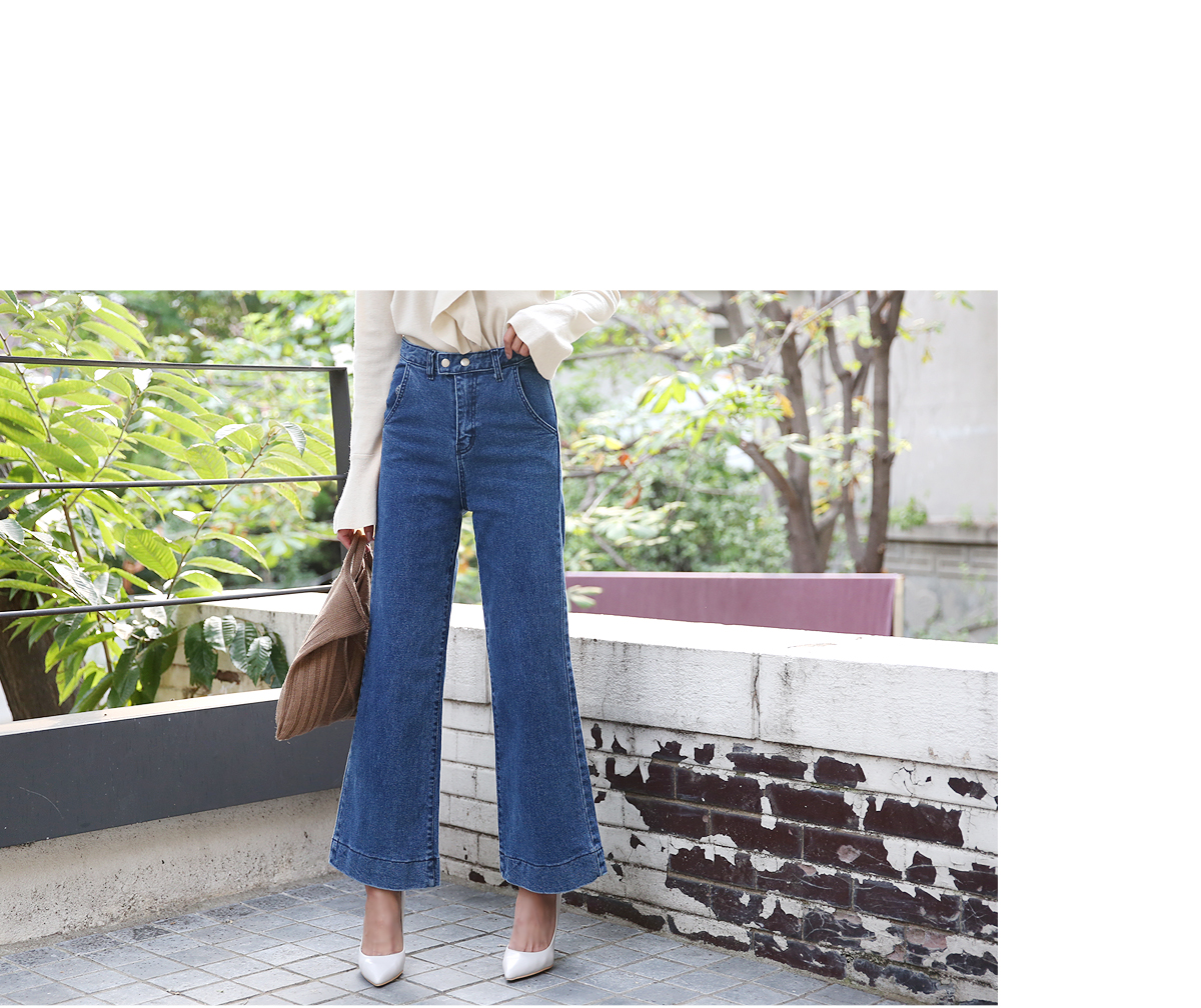 Women Jeans Pants High waist wide boots cut jeans 