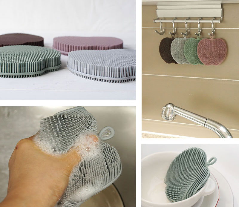 Scrubber Dish Washing Apple Silicone scrubbing bru