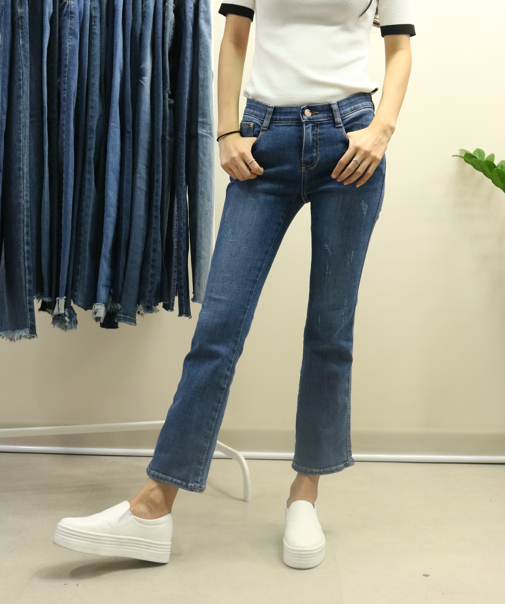 Women Jeans Pants Autumn Semi-Boot Cut Jeans Pants