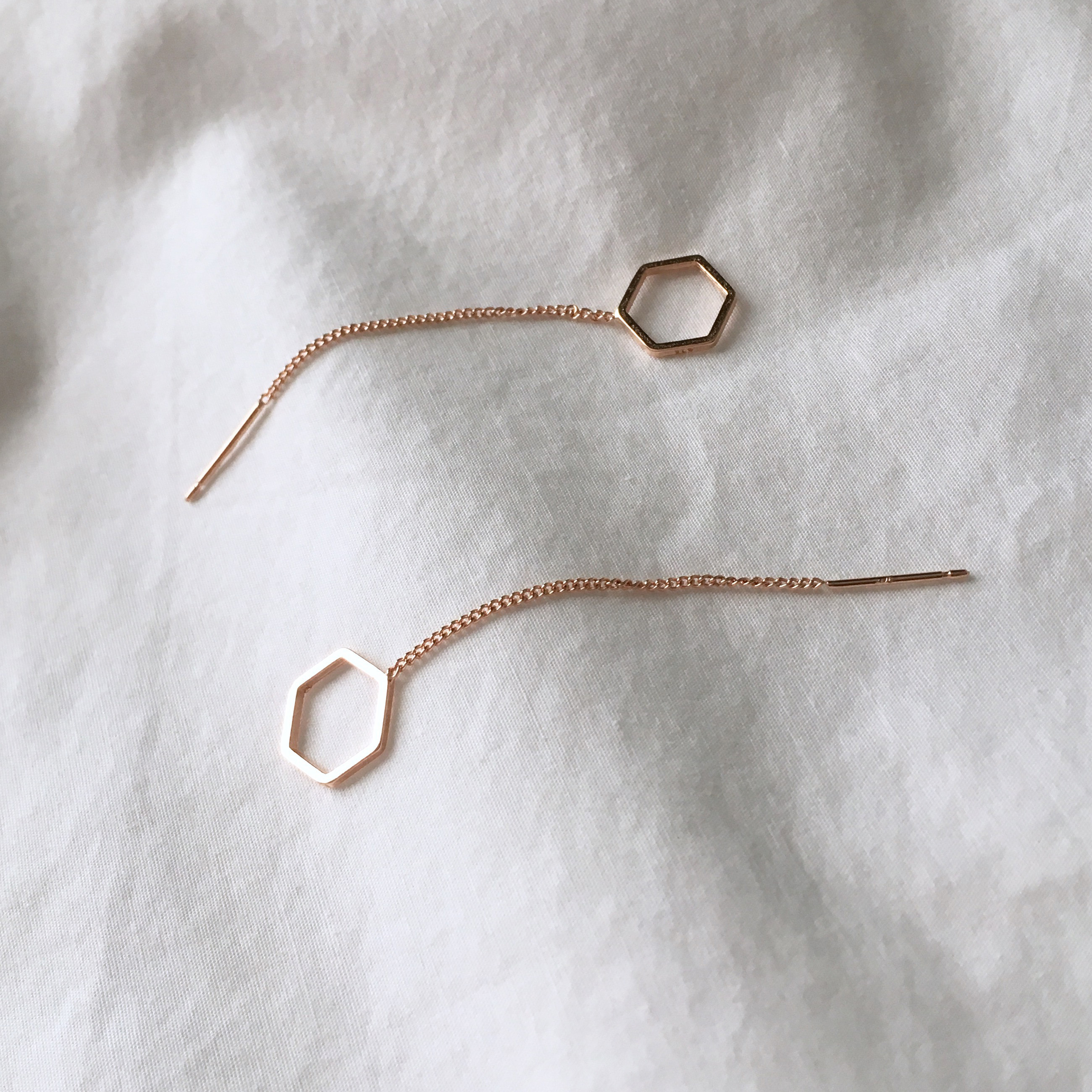 moumou Hexagonal drop earrings Women's gift shi