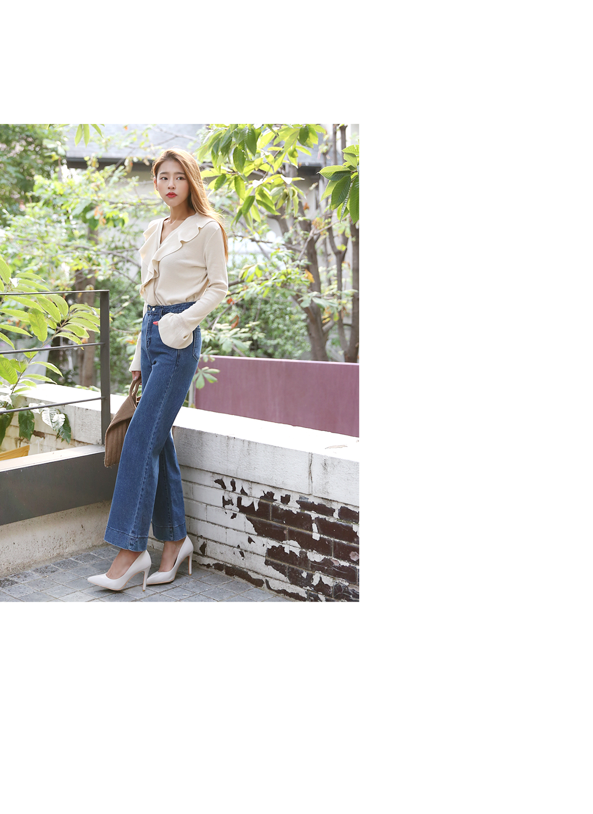 Women Jeans Pants High waist wide boots cut jeans 