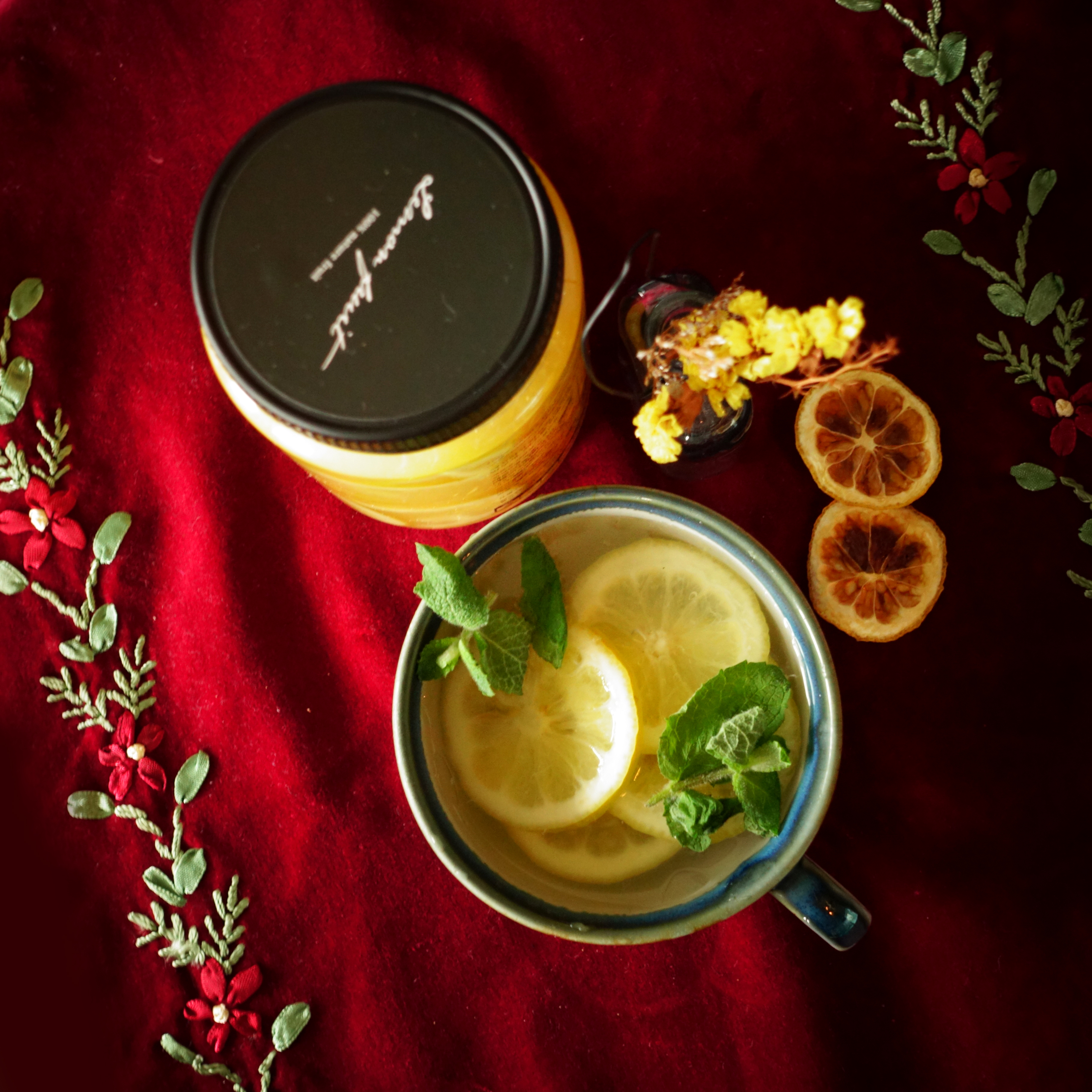 NEW HONEY CITRON TEA Handmade Fruits Blue Gift Set