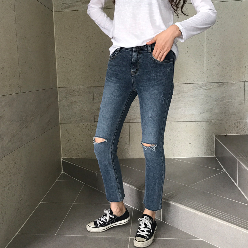 Women Jeans Pants Part 8 Kneeling Cutting Date Jea