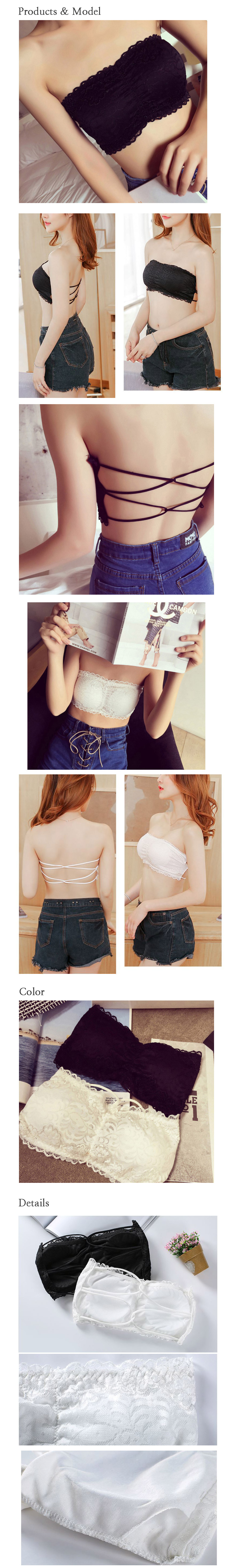 New string lace tube top bra-off shoulder strap-le
