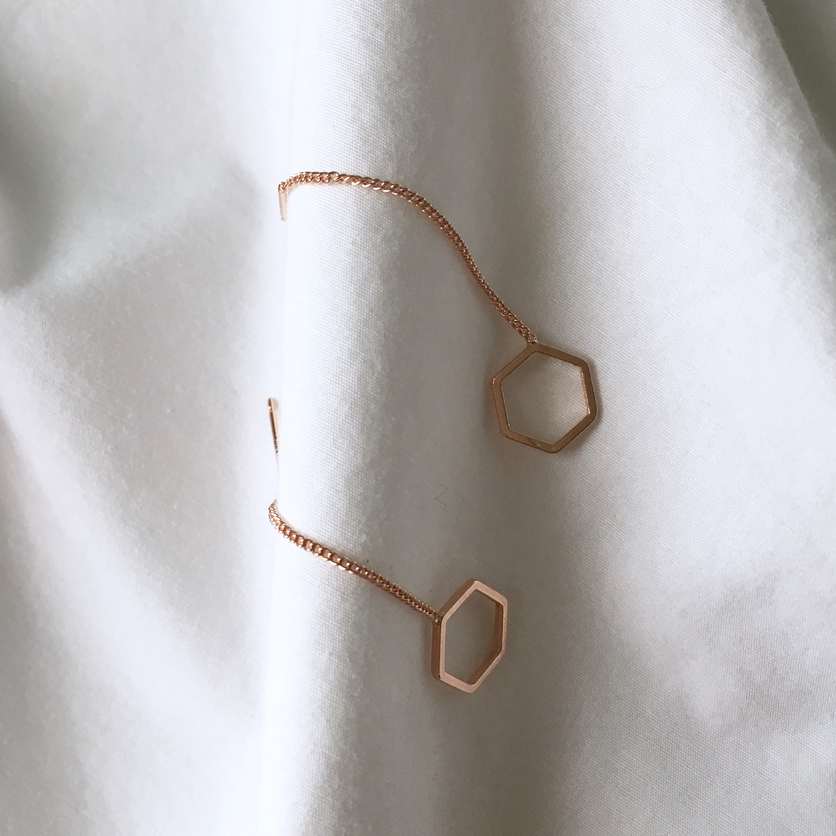 moumou Hexagonal drop earrings Women's gift shi