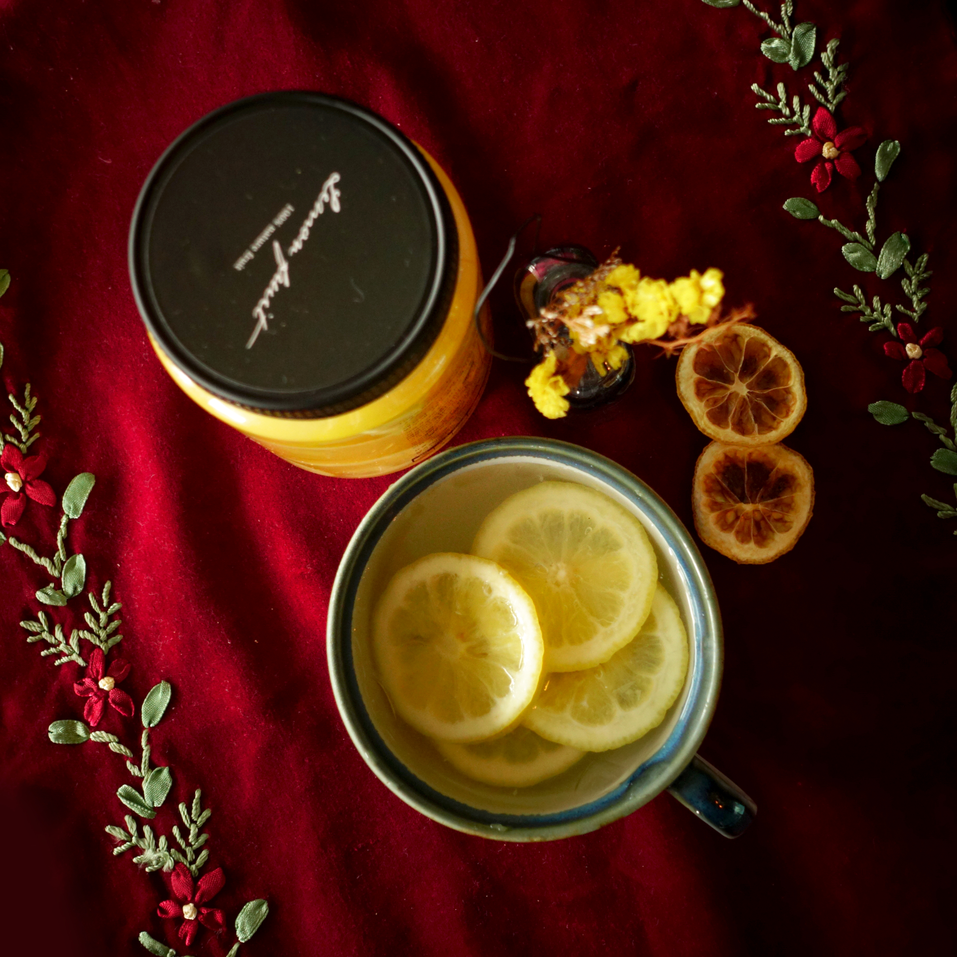 NEW HONEY CITRON TEA Handmade Fruits Blue Gift Set