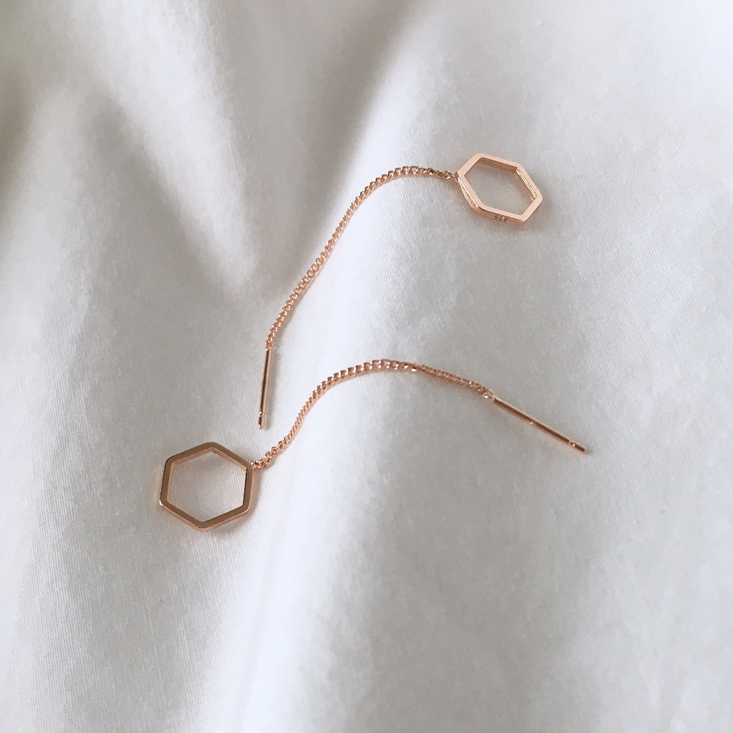 moumou Hexagonal drop earrings Women's gift shi