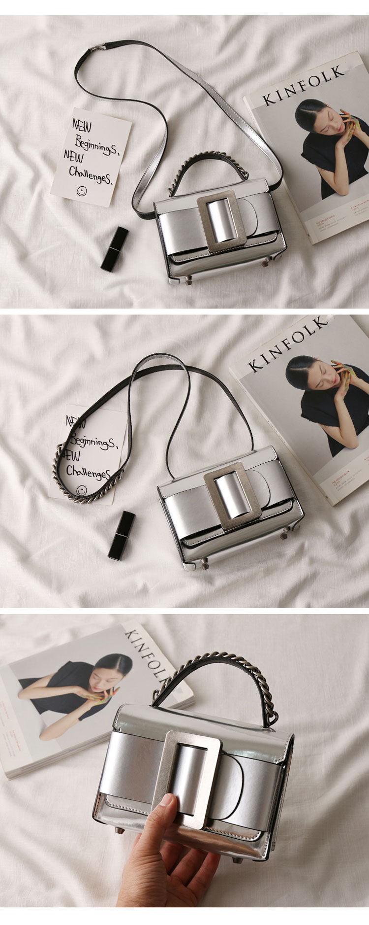 New buckle decoration mini cross cowhide leather, 