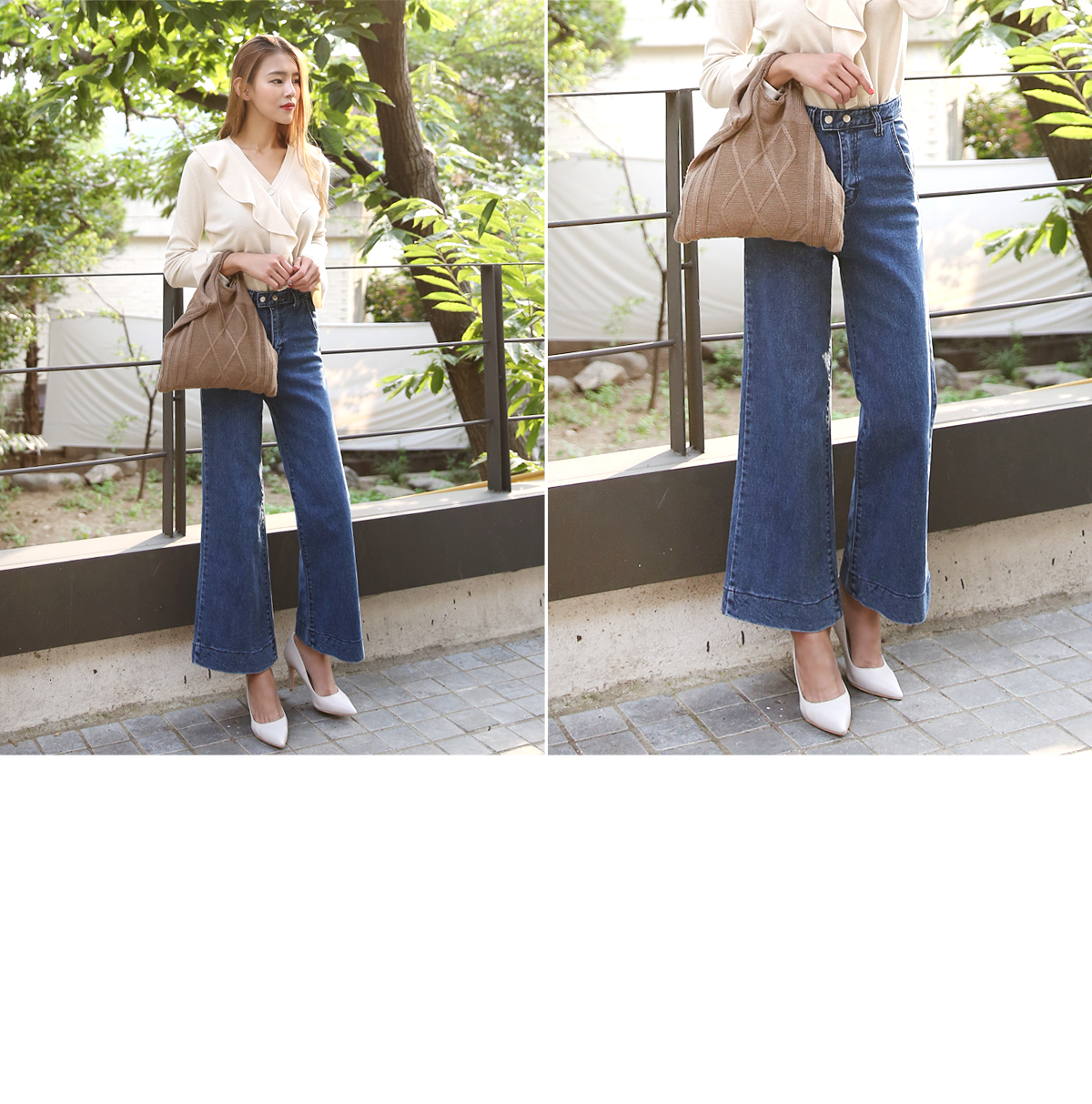 Women Jeans Pants High waist wide boots cut jeans 