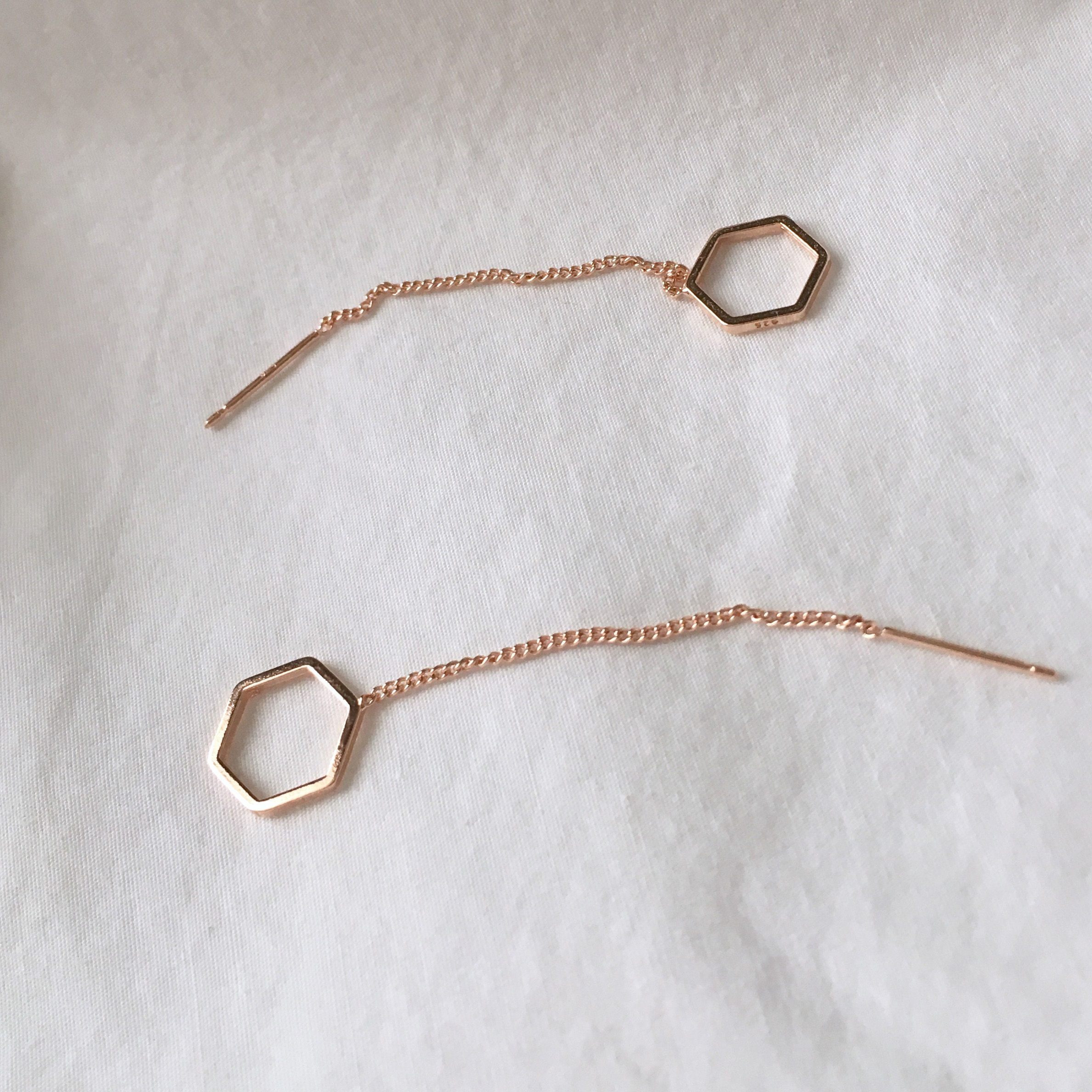 moumou Hexagonal drop earrings Women's gift shi