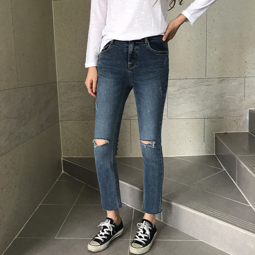 Women Jeans Pants Part 8 Kneeling Cutting Date Jea
