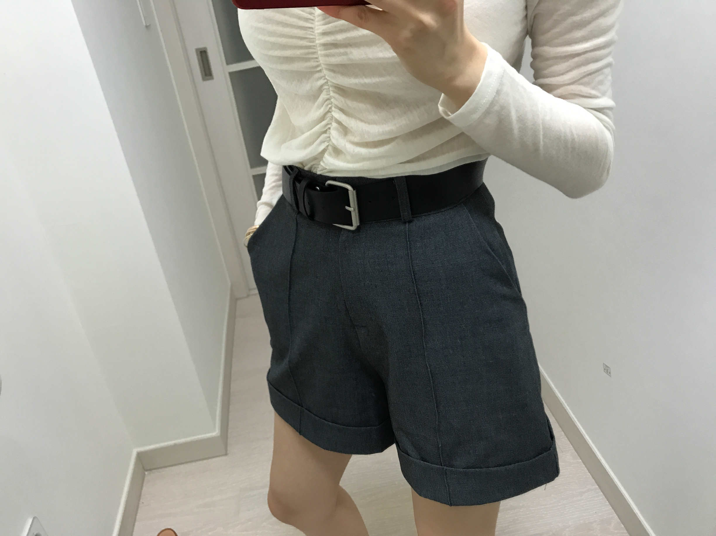 Women Short Pants Belt Set Shorts Simplicity Class