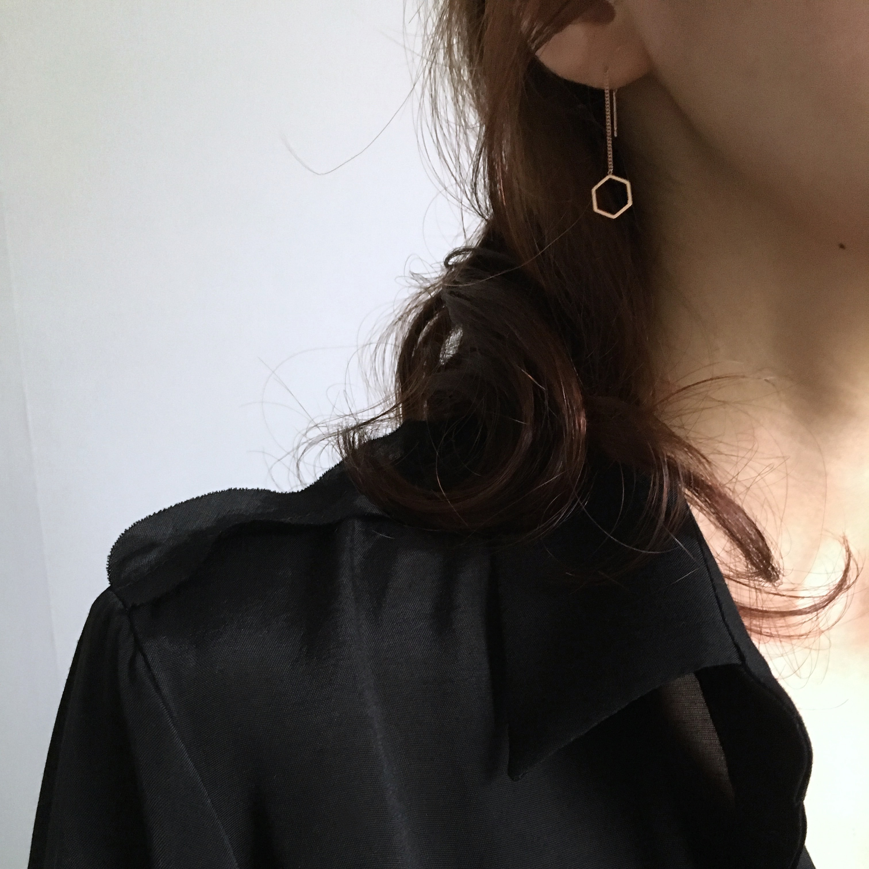 moumou Hexagonal drop earrings Women's gift shi