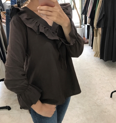 NEW FASHION LADY GIRL Blouse Fall Ruffle V Neck