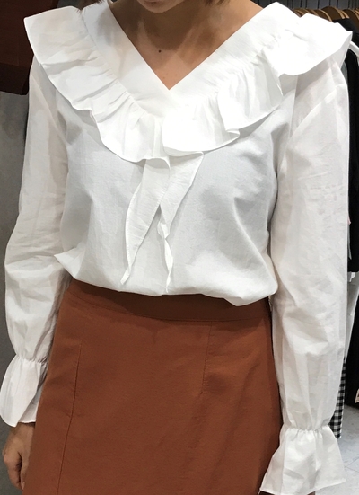 NEW FASHION LADY GIRL Blouse Fall Ruffle V Neck