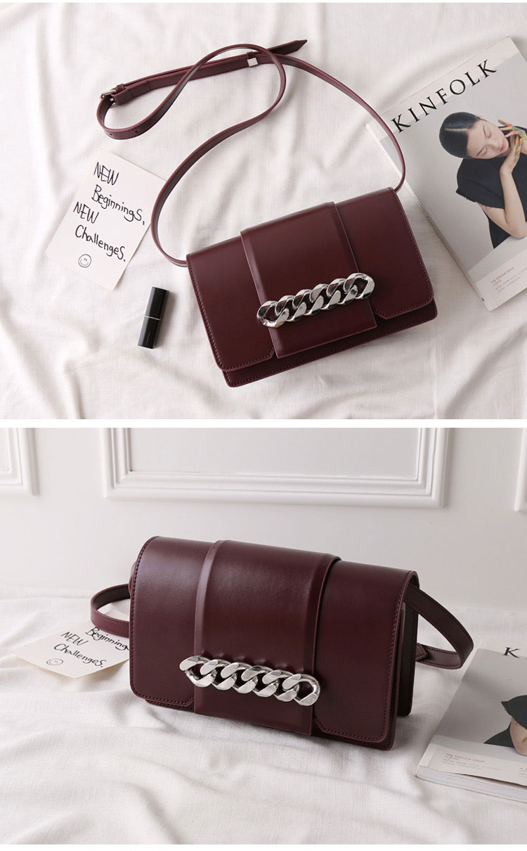 New chain decorated mini cross cowhide leather, bl