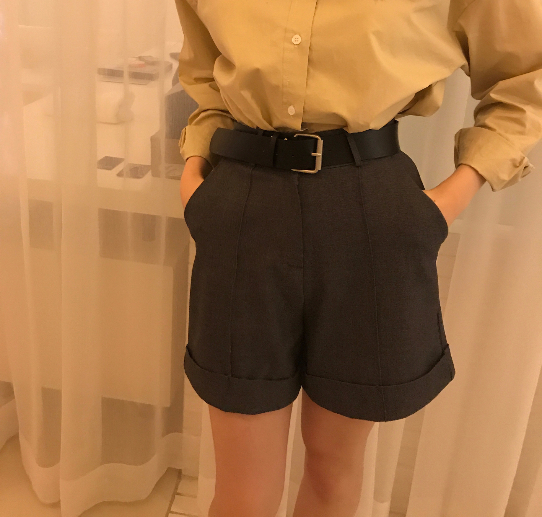 Women Short Pants Belt Set Shorts Simplicity Class