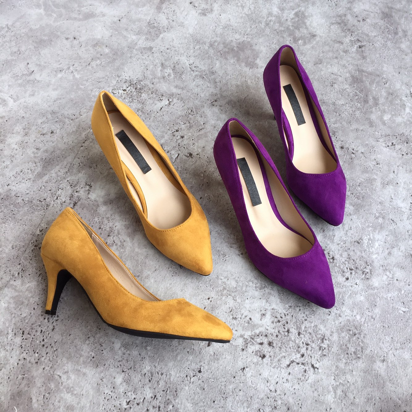 Suede Middle Heel Pumps 7cm Women Shoes Feet Comfo