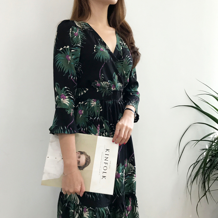 New Women Dress Flower Race Maxi Autumn Long Dress