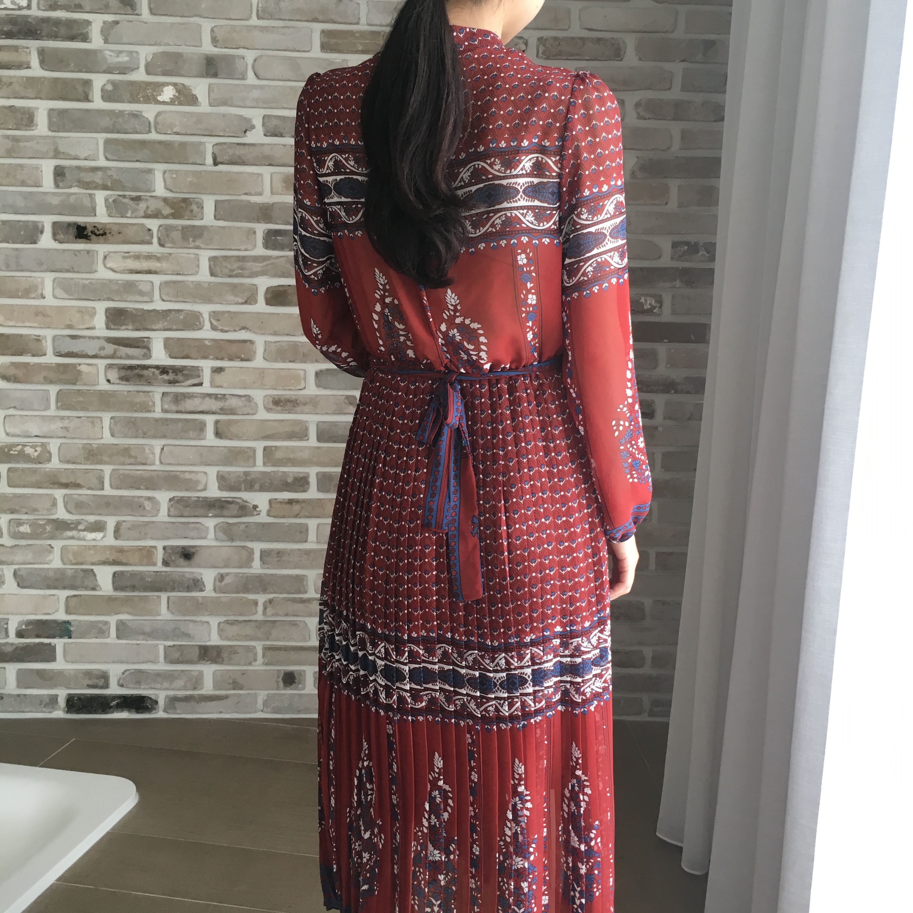 New Women Dress mood antique flower pattern autumn