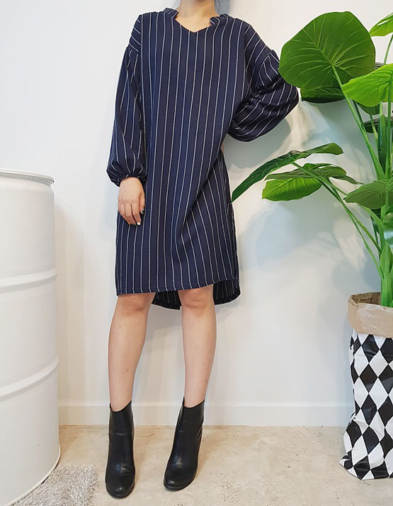 New Over Buffet Striped Shirt One Piece 3 Color Pr