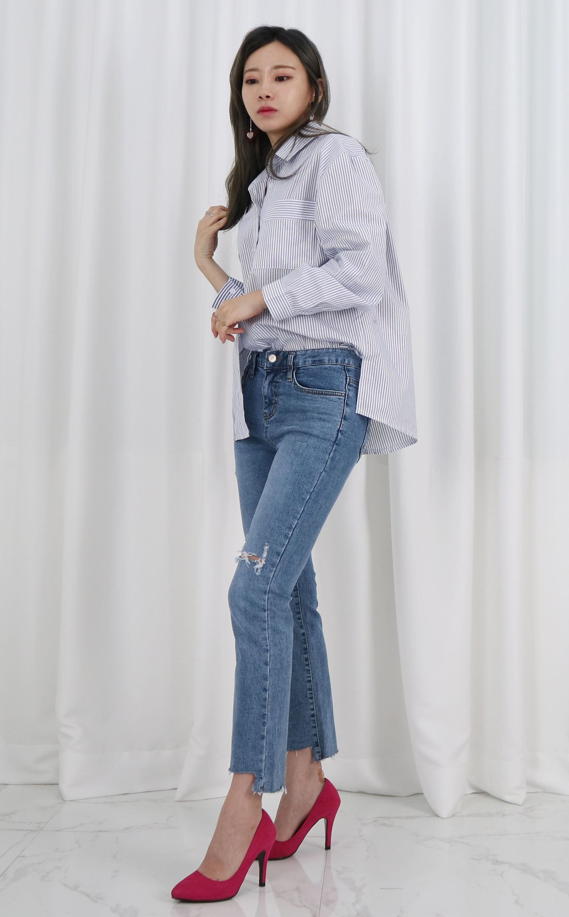 Loose-colored shirt stripe shirts Southern natural