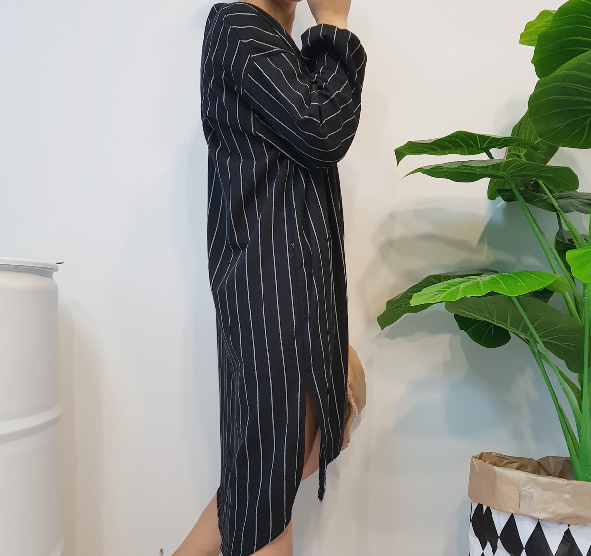 New Over Buffet Striped Shirt One Piece 3 Color Pr