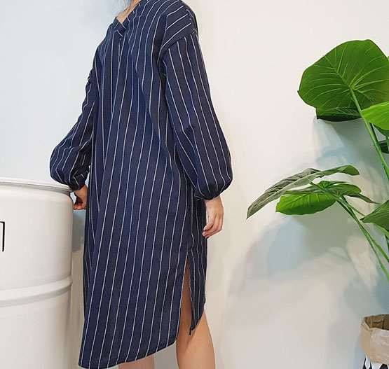 New Over Buffet Striped Shirt One Piece 3 Color Pr