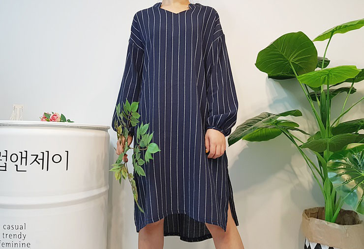 New Over Buffet Striped Shirt One Piece 3 Color Pr