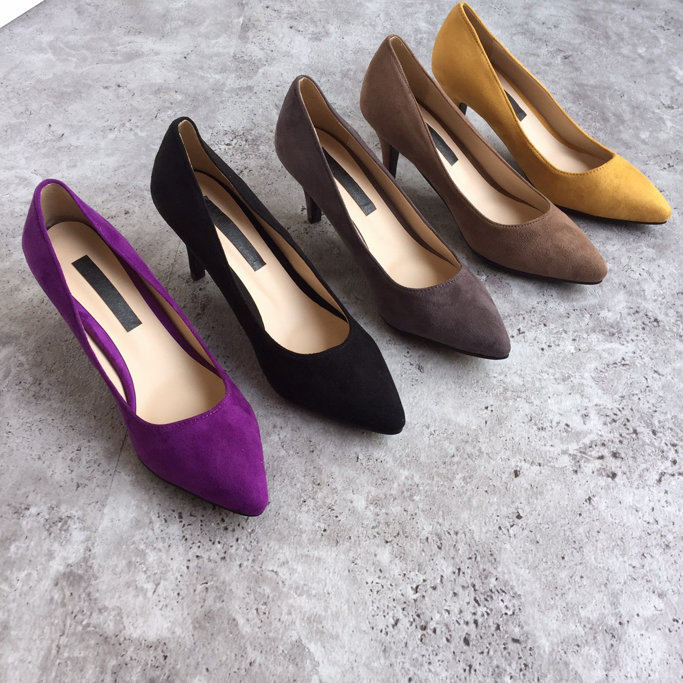 Suede Middle Heel Pumps 7cm Women Shoes Feet Comfo