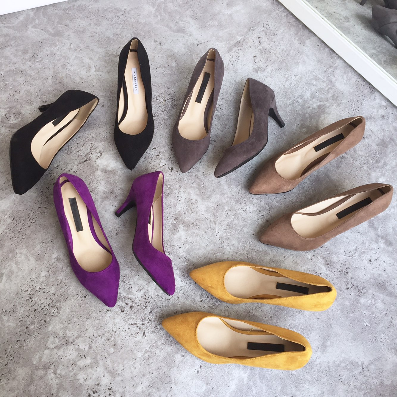 Suede Middle Heel Pumps 7cm Women Shoes Feet Comfo