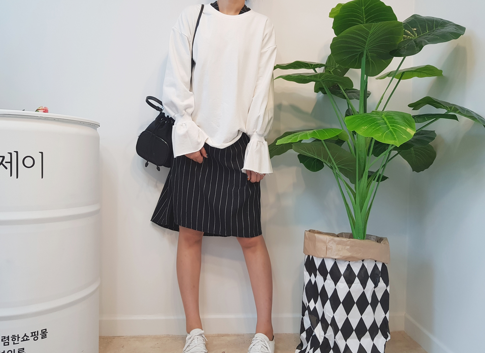 New Over Buffet Striped Shirt One Piece 3 Color Pr